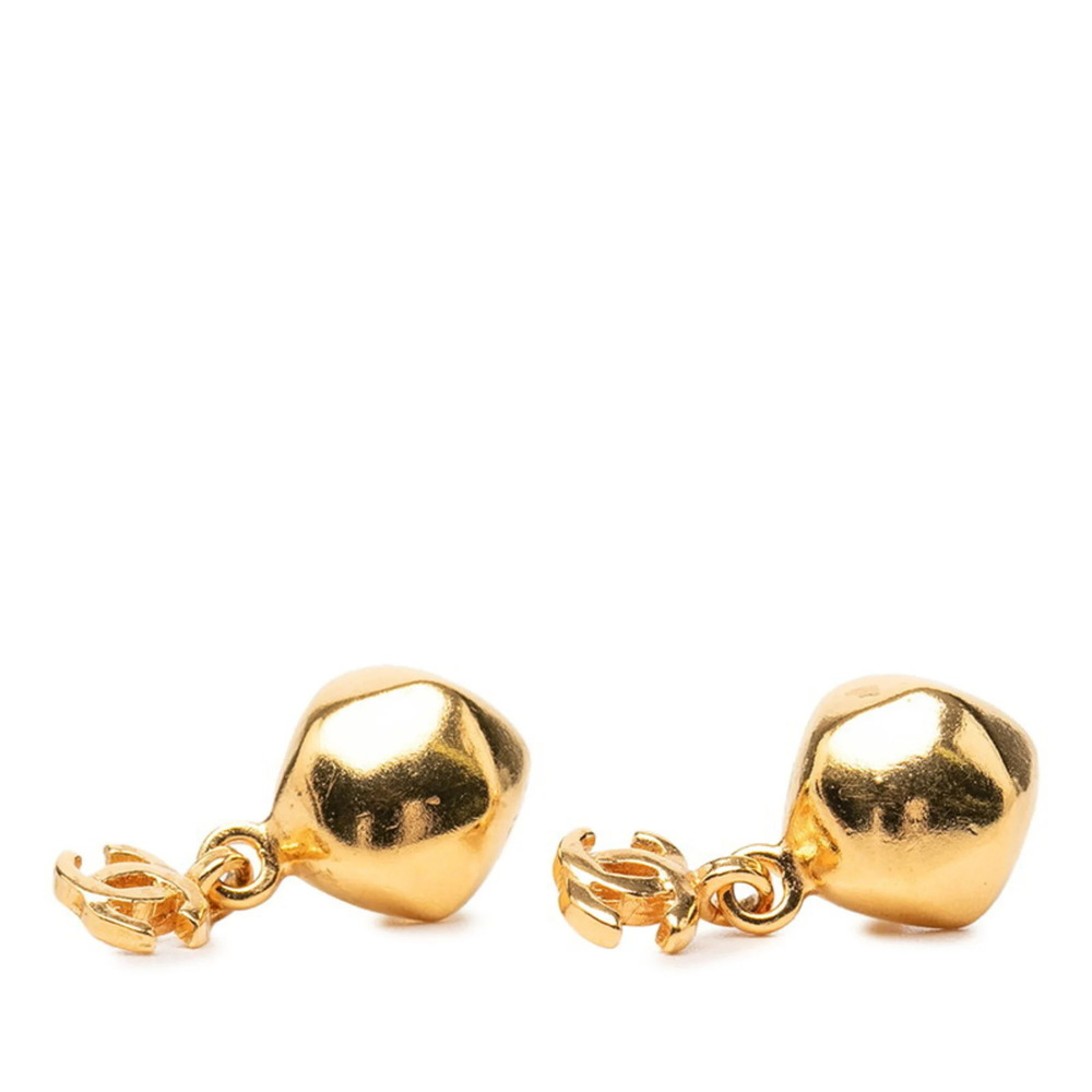 Chanel Coco Mark 1998 Diamond-Shaped Swing Stud Earrings, 98A Stamp, Gold Pla...